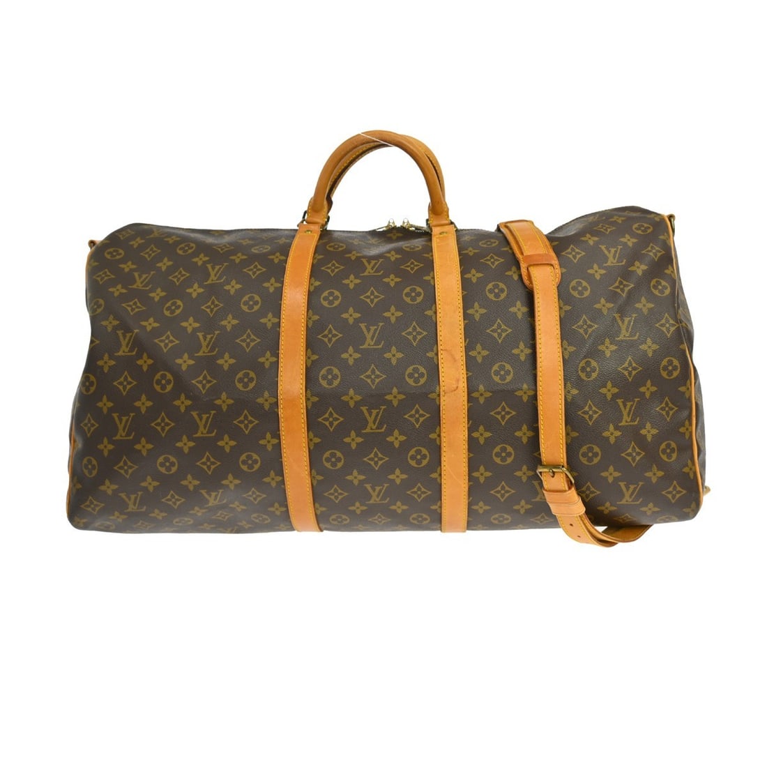 Louis Vuitton Keepall Bandouliere 60 Monogram Canvas Duffle Bag: Louis Vuitton Keepall Bandouliere 60 Monogram Canvas Duffle Bag This vintage Louis Vuitton Keepall Bandouliere 60 travel bag features the iconic monogram canvas leather exterior in brown, complemented
