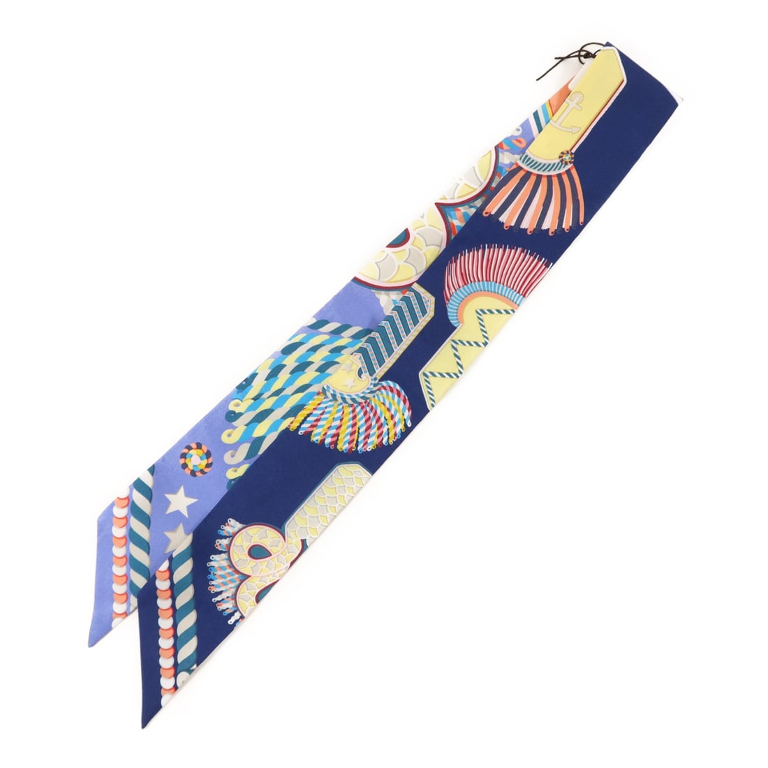 Hermes silk multicolor Twilly scarf: Hermes silk multicolor Twilly scarf This Hermes Twilly scarf is crafted from luxurious silk and features a vibrant multicolor design. Made in France, it is designed for women and offers a pristine con