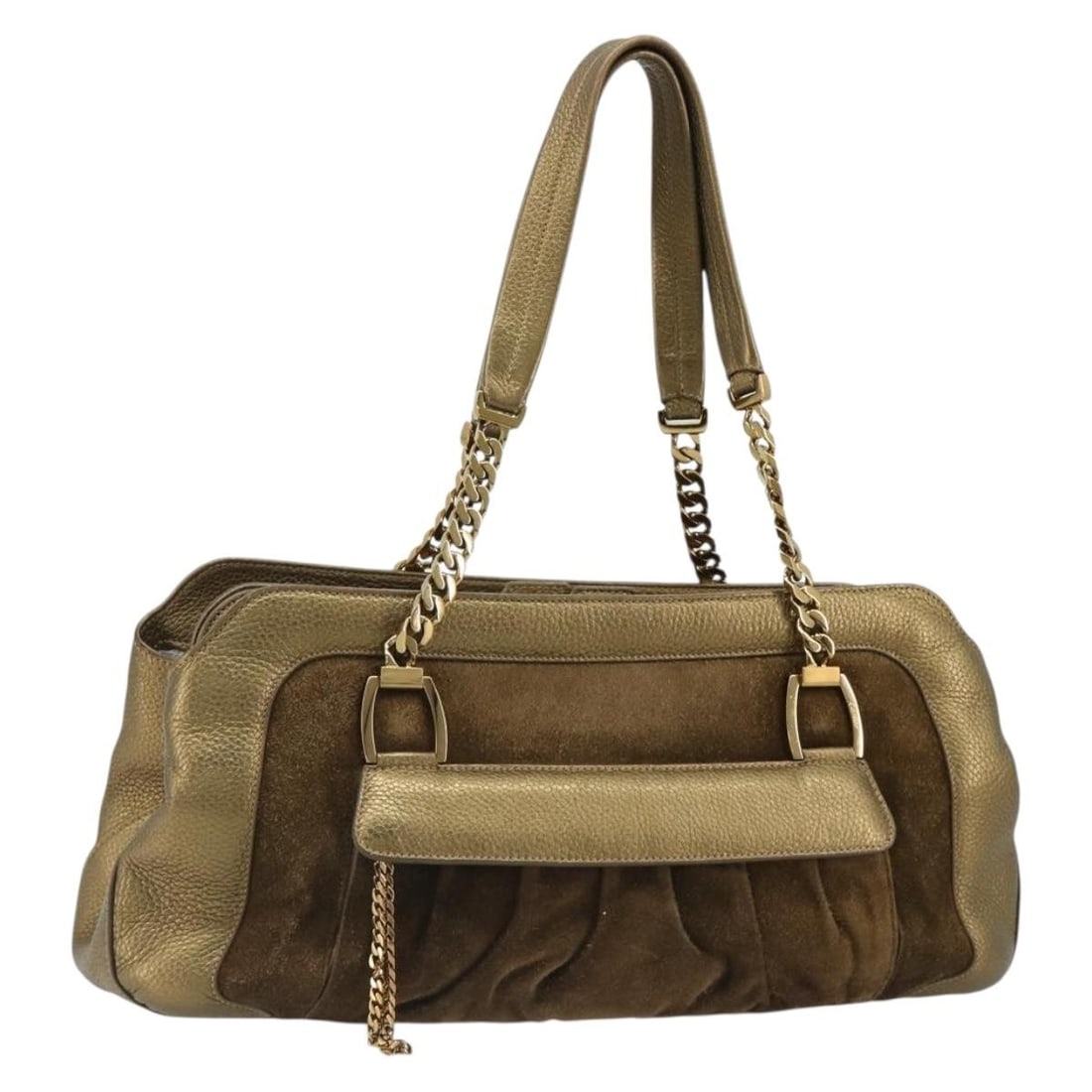 Cartier Chain Ladonia Suede Shoulder Bag: Cartier Chain Ladonia Suede Shoulder Bag This Cartier Chain Ladonia Shoulder Bag features a sophisticated gold suede exterior and is designed for unisex use. Crafted in Italy, the bag has a spacious i