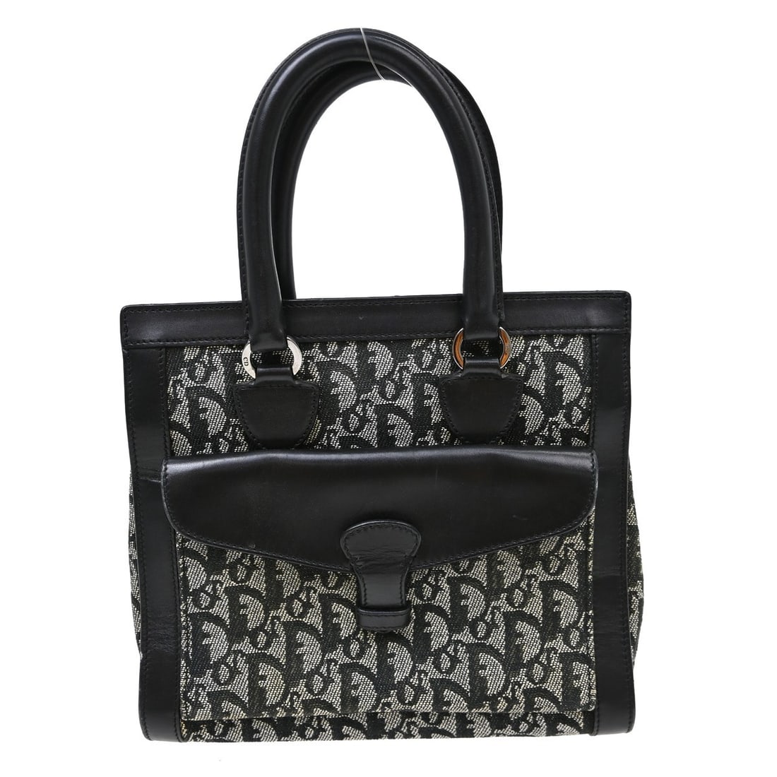 Dior Trotter Black Canvas Leather Tote Handbag: Dior Trotter Black Canvas Leather Tote Handbag This Christian Dior Black Canvas Trotter Tote Handbag features the iconic Trotter pattern and gold-tone hardware. Designed with a medium-sized silhouette