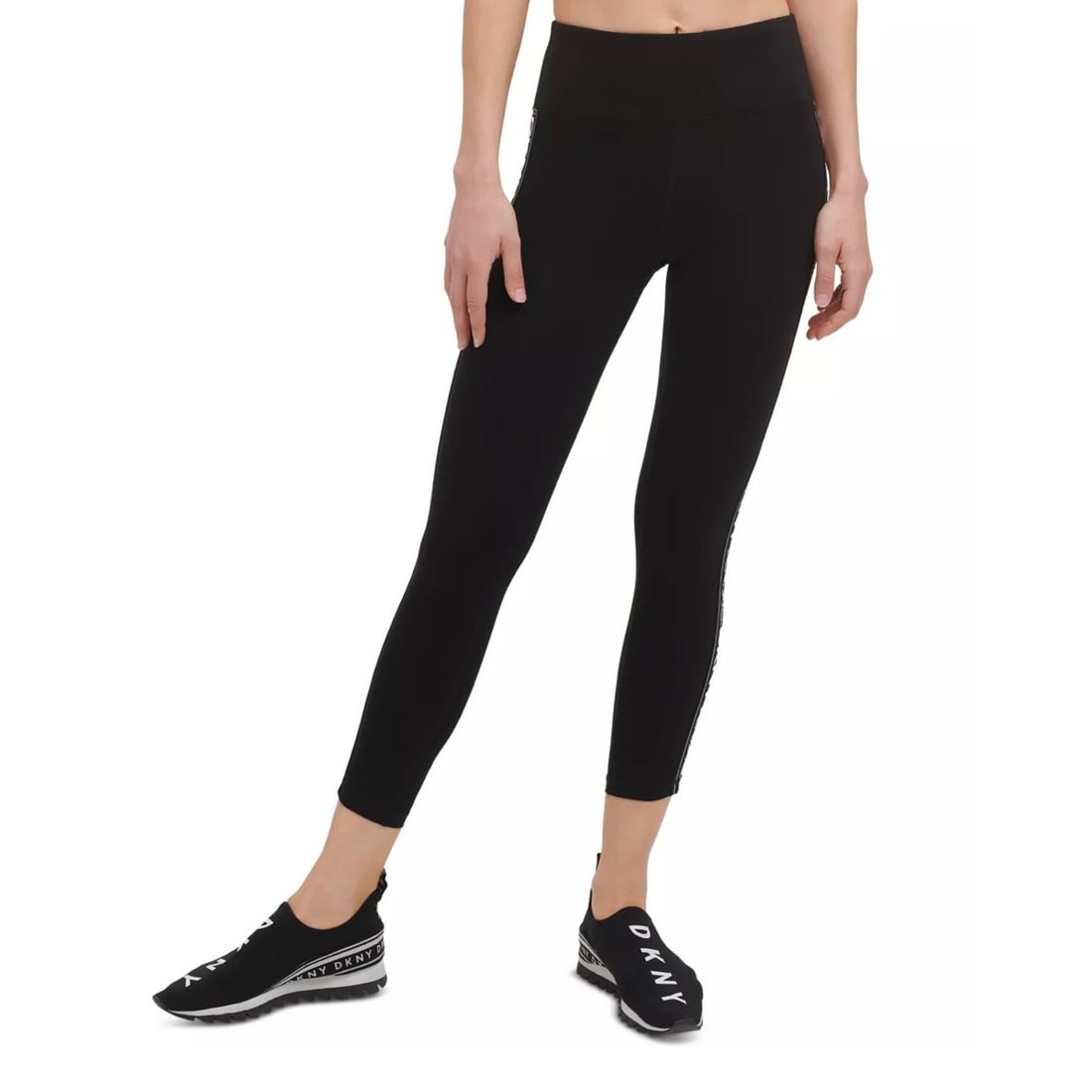 DKNY SPORT Women's Black High Rise 7/8 Leggings S Activewear (1 of 4)