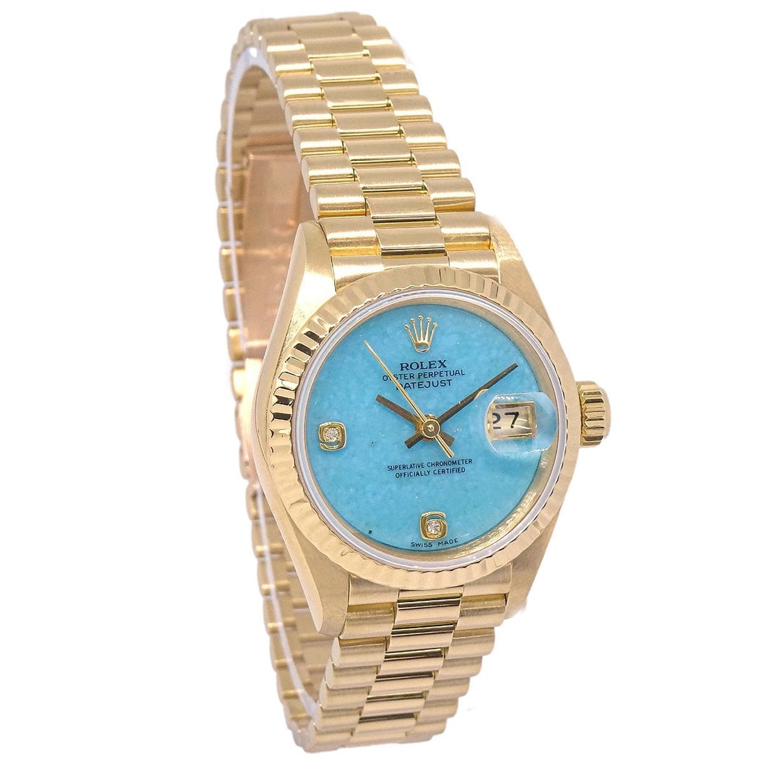 Rolex Datejust 26mm 18K Yellow Gold Self Winding Wristwatch: Rolex Datejust 26mm 18K Yellow Gold Self Winding Wristwatch This Rolex Oyster Perpetual Datejust wristwatch features a 26mm yellow gold case and matching yellow gold band, offering a classic and elega