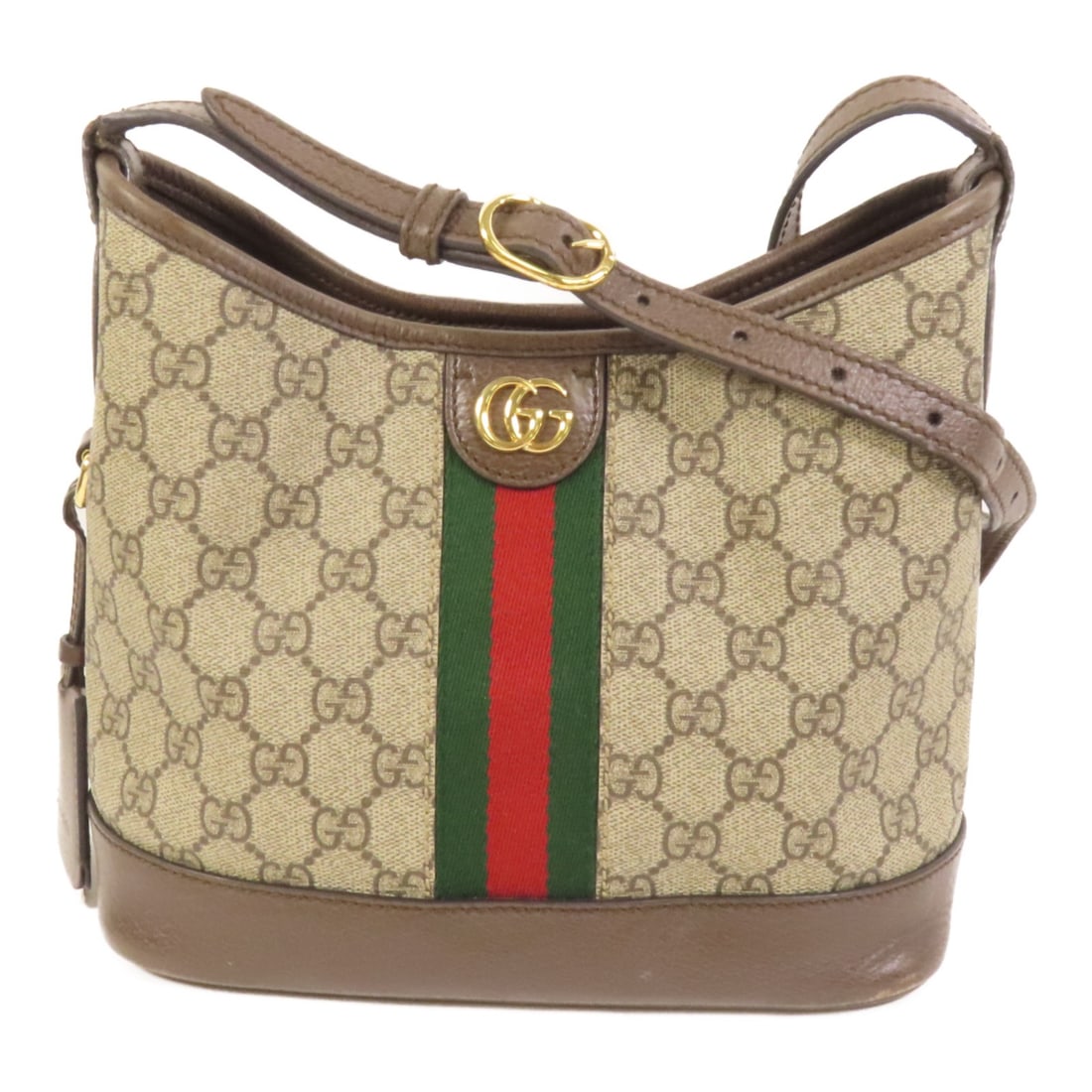 Gucci Ophidia Brown Coated Canvas Shoulder Bag GHW: Gucci Ophidia Brown Coated Canvas Shoulder Bag GHW This GUCCI Ophidia small shoulder bag features a brown PVC coated canvas exterior with gold-tone hardware accents. Designed for women, it offers a co