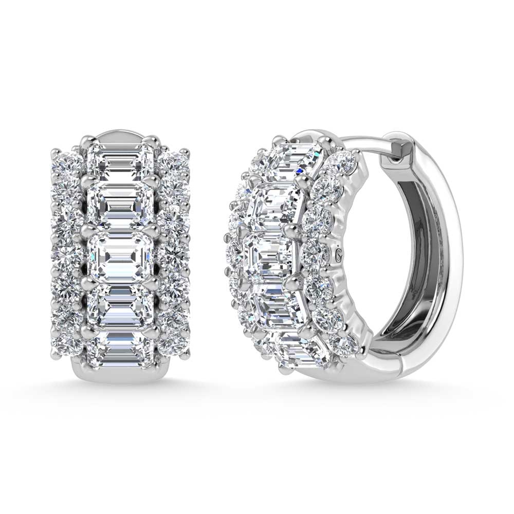 14K White Gold Lab Grown Diamond 2 Ct.Tw. Hoop Earrings: 14K White Gold Lab Grown Diamond 2 Ct.Tw. Hoop Earrings Sparkling 14K white gold hoops featuring 2 Ct.Tw. lab-grown diamonds for refined everyday sparkle. 14k White Gold Stone Color: D-f Stone Clarity