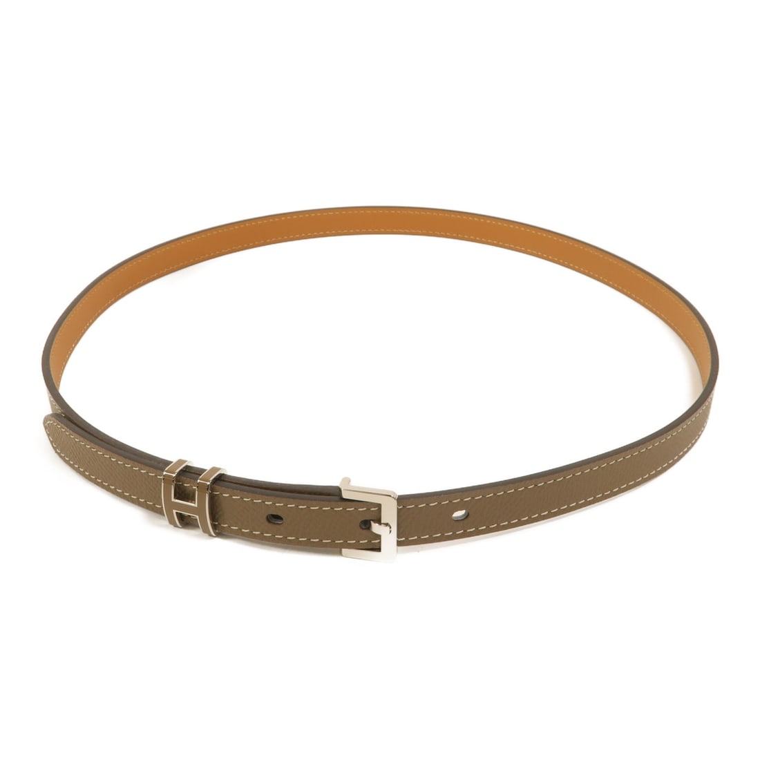 HERMES Pop H Etoupe Epsom Leather Belt Size 80: HERMES Pop H Etoupe Epsom Leather Belt Size 80 This Hermes belt features Veau Epsom calfskin leather in a sophisticated gray (Etoupe) color, complemented by palladium hardware. Designed for women, it 