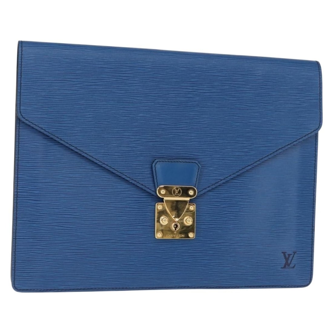 Louis Vuitton Epi Leather Blue Porte Documents Senatur Clutch M54455: Louis Vuitton Epi Leather Blue Porte Documents Senatur Clutch M54455 This Louis Vuitton Epi Porte Documents Senatur clutch bag is crafted from durable blue Epi leather and features a structured silhou