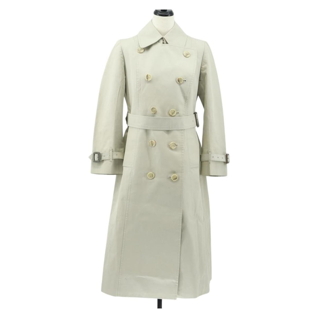 Women's Burberrys Beige Cotton Jacket Made in England: Women's Burberrys Beige Cotton Jacket Made in England This Burberrys women's trench coat is crafted from beige cotton and features a classic jacket style. Designed with a shoulder width of approximate