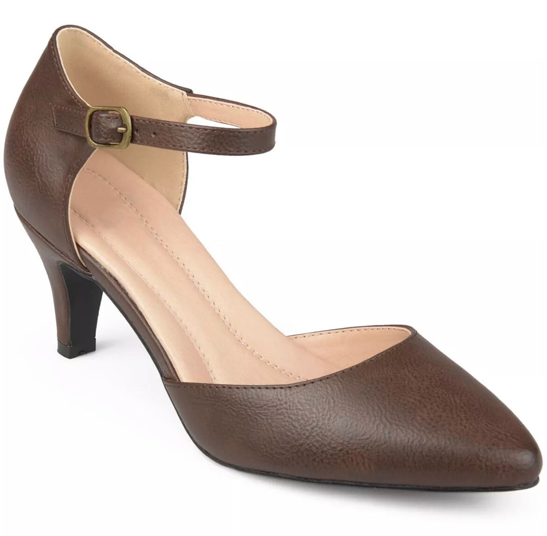 Journee Collection Brown Faux Leather Ankle Strap Pumps 7M: Journee Collection Brown Faux Leather Ankle Strap Pumps 7M Elevate your footwear collection with these stylish Journee Collection Comfort Sole Pumps. Designed for both comfort and elegance, these ankl