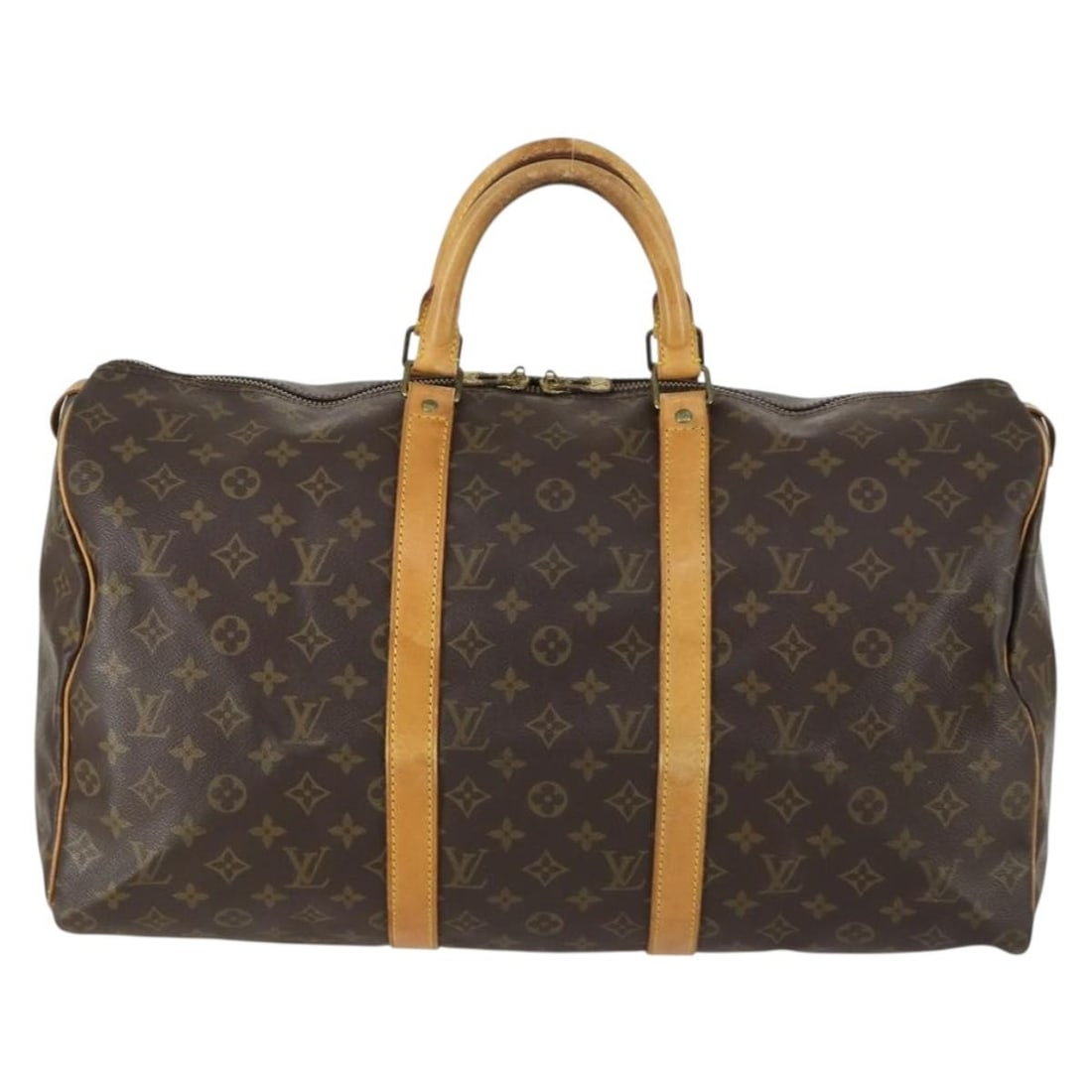 Louis Vuitton Keepall Monogram Canvas Unisex Travel Bag 50cm: Louis Vuitton Keepall Monogram Canvas Unisex Travel Bag 50cm This Louis Vuitton Keepall Bag features the iconic Monogram canvas in a brown color, designed for unisex use. The bag is crafted in France 