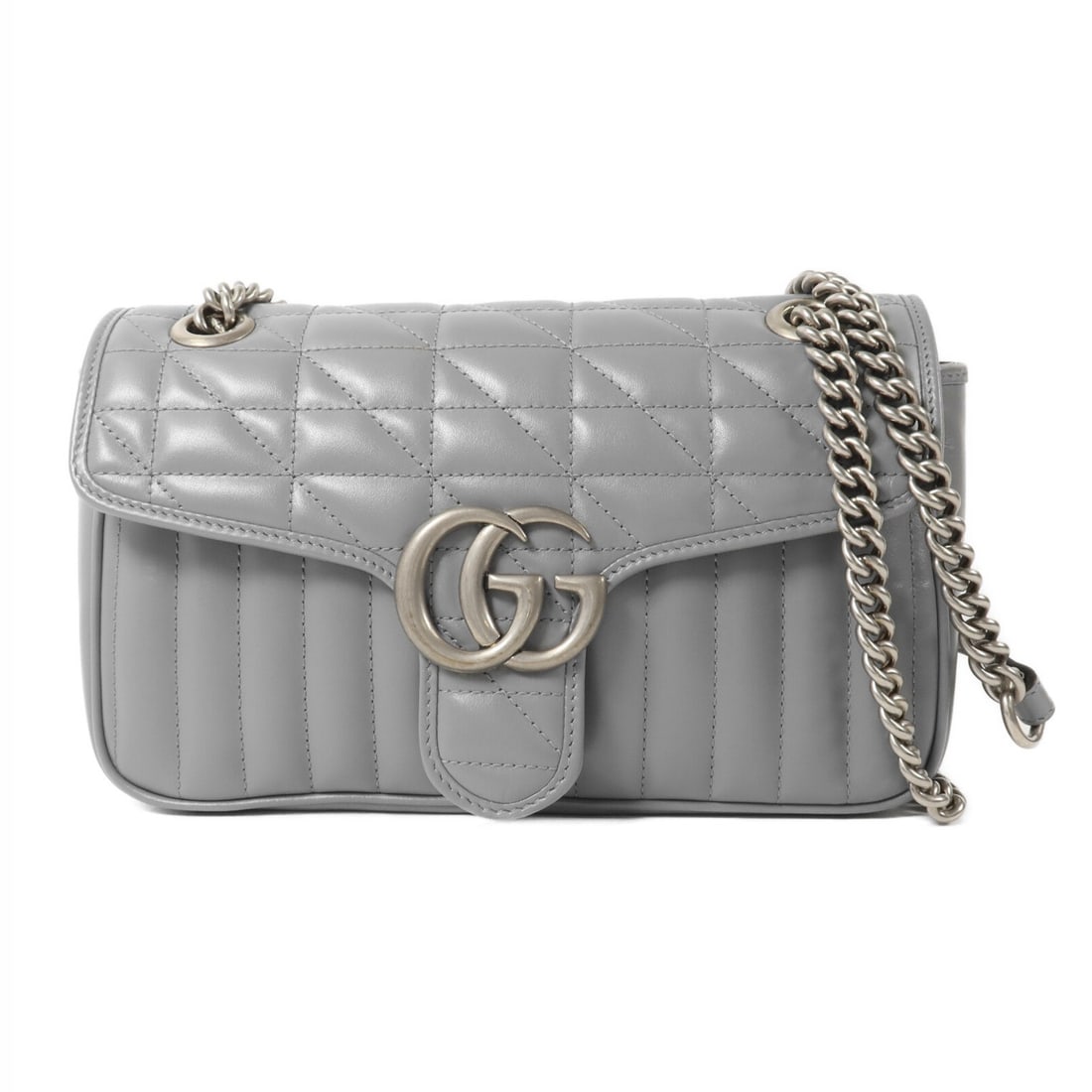 Gucci Marmont GG calfskin gray shoulder bag 443497: Gucci Marmont GG calfskin gray shoulder bag 443497 This Gucci GG Marmont chain shoulder bag is crafted from luxurious grey calfskin leather and features silver-tone hardware. Designed for women, it of