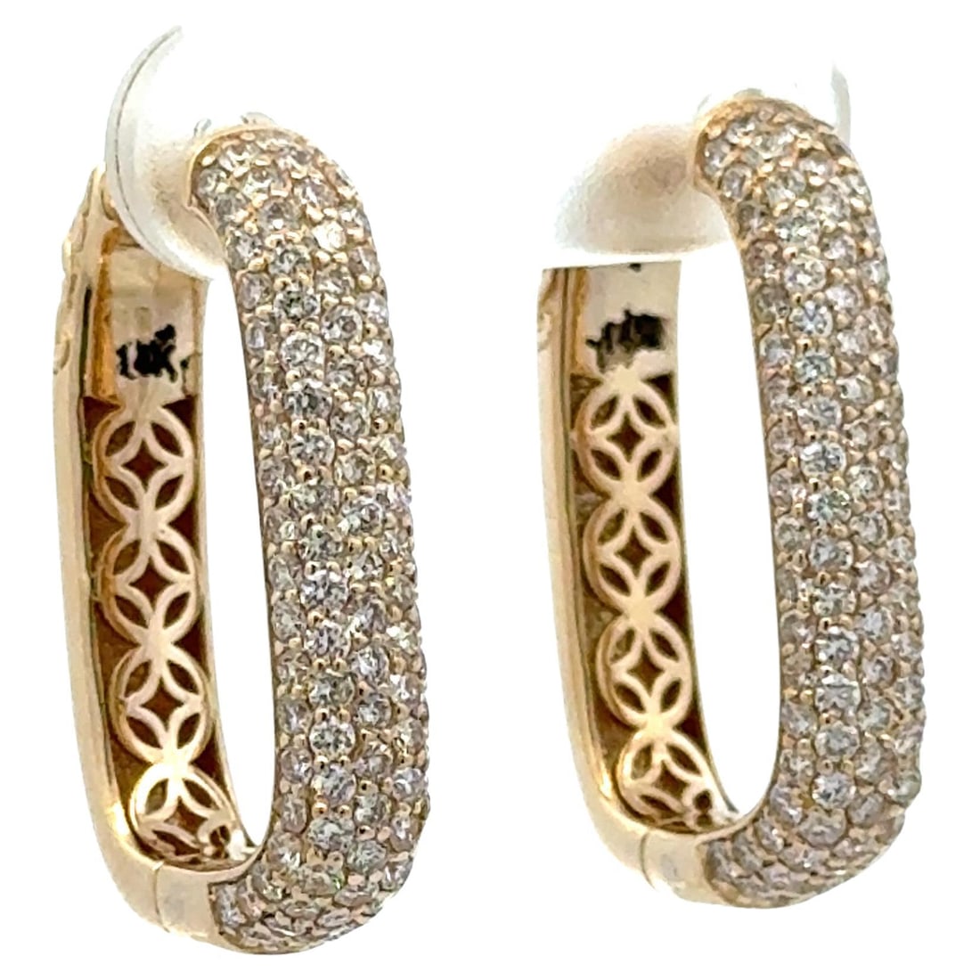 Five Row Diamond Rectangular Hoop Earrings 1.95ct 14KT Yellow Gold by Harbor Diamonds: Five Row Diamond Rectangular Hoop Earrings 1.95ct 14KT Yellow Gold by Harbor Diamonds Elevate your style with these stunning Five Row Diamond Rectangular Hoop Earrings, expertly crafted from 14KT yell