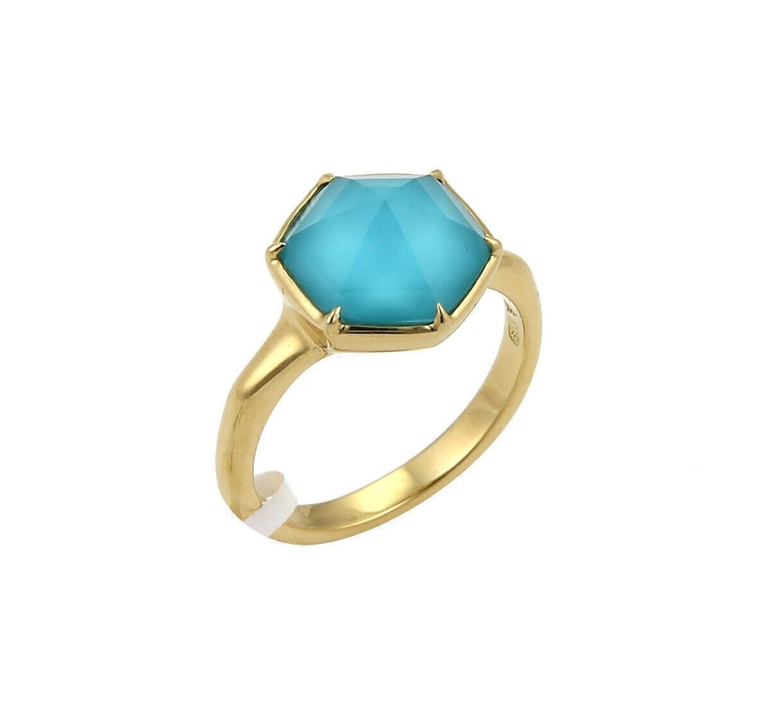 Stephen Webster Deco hexagon ring 18k yellow gold blue quartz size 7 (1 of 5)