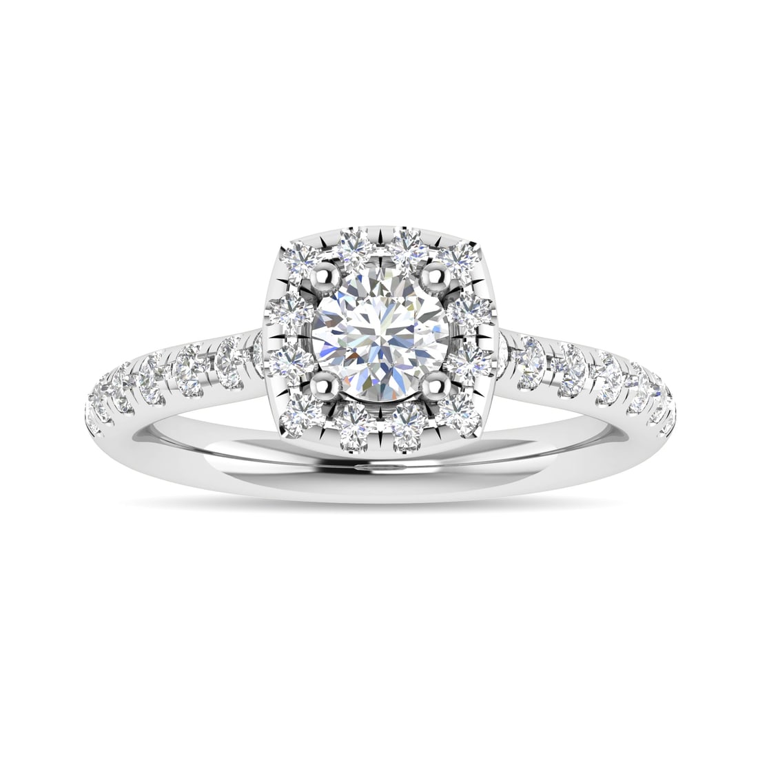 Diamond 1 Ct.Tw. Round Shape Engagement Ring in 14K White Gold: Diamond 1 Ct.Tw. Round Shape Engagement Ring in 14K White Gold 14k White Gold Stone Color: G-h Stone Clarity: I2 Each ring is presented in standard size 6.5. Complimentary resizing is available betwee