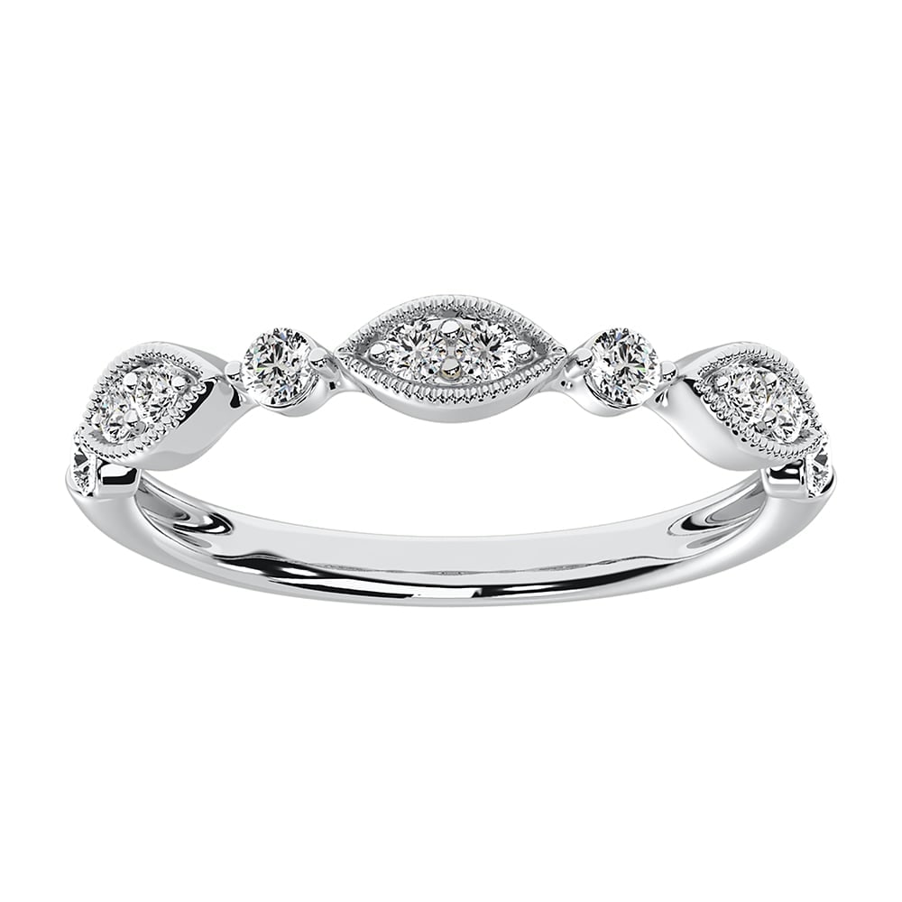 14K White Gold 1/3 Ct.Tw. Diamond Stackable Band: 14K White Gold 1/3 Ct.Tw. Diamond Stackable Band 14k White Gold Stone Color: G-h Stone Clarity: I1 Each ring is presented in standard size 6.5. Complimentary resizing is available between sizes 510 (i