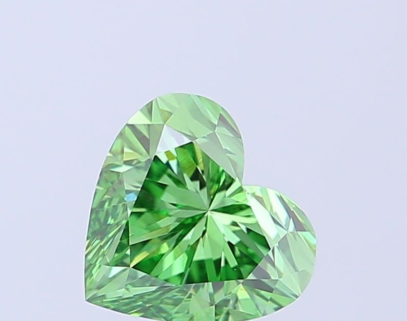 Loose Diamond - HEART 2.01ct Fancy Vivid Green VS1: Loose Diamond - HEART 2.01ct Fancy Vivid Green VS1 Source: This is a real non-mined Diamond that has been grown in a lab Shape: HEART Carats: 2.01 Color: Fancy Vivid Green Certification: IGI Video: