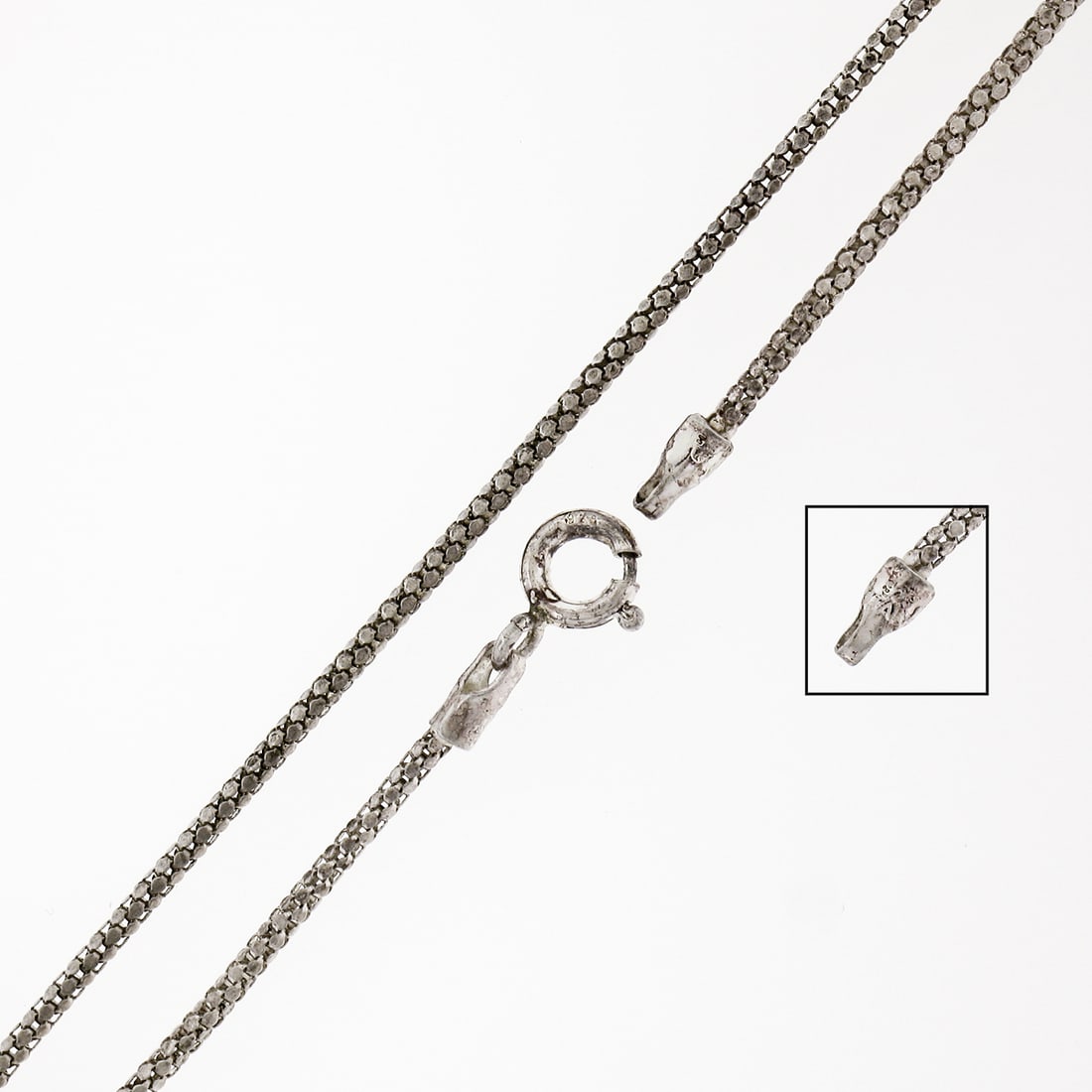 Vintage Sterling Silver Pendant with Mother of Pearl and Marcasite Chain (1 of 6)