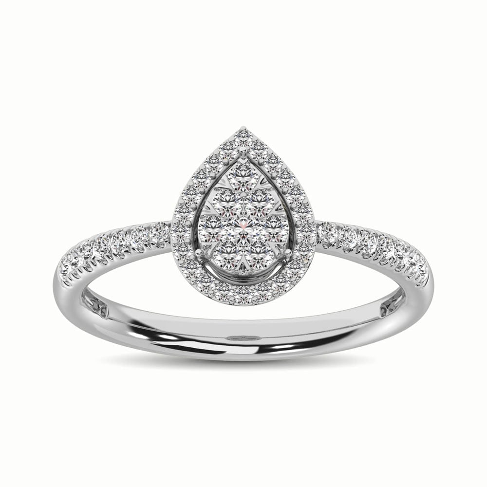 14K White Gold 2/5 Ct.Tw. Diamond Fashion Ring: 14K White Gold 2/5 Ct.Tw. Diamond Fashion Ring This glamorous ring is available in 14K White Gold. There are 44 round diamonds with a total carat weight of 2/5 Ct.Tw. set in a Invisible Prong/ Micro P