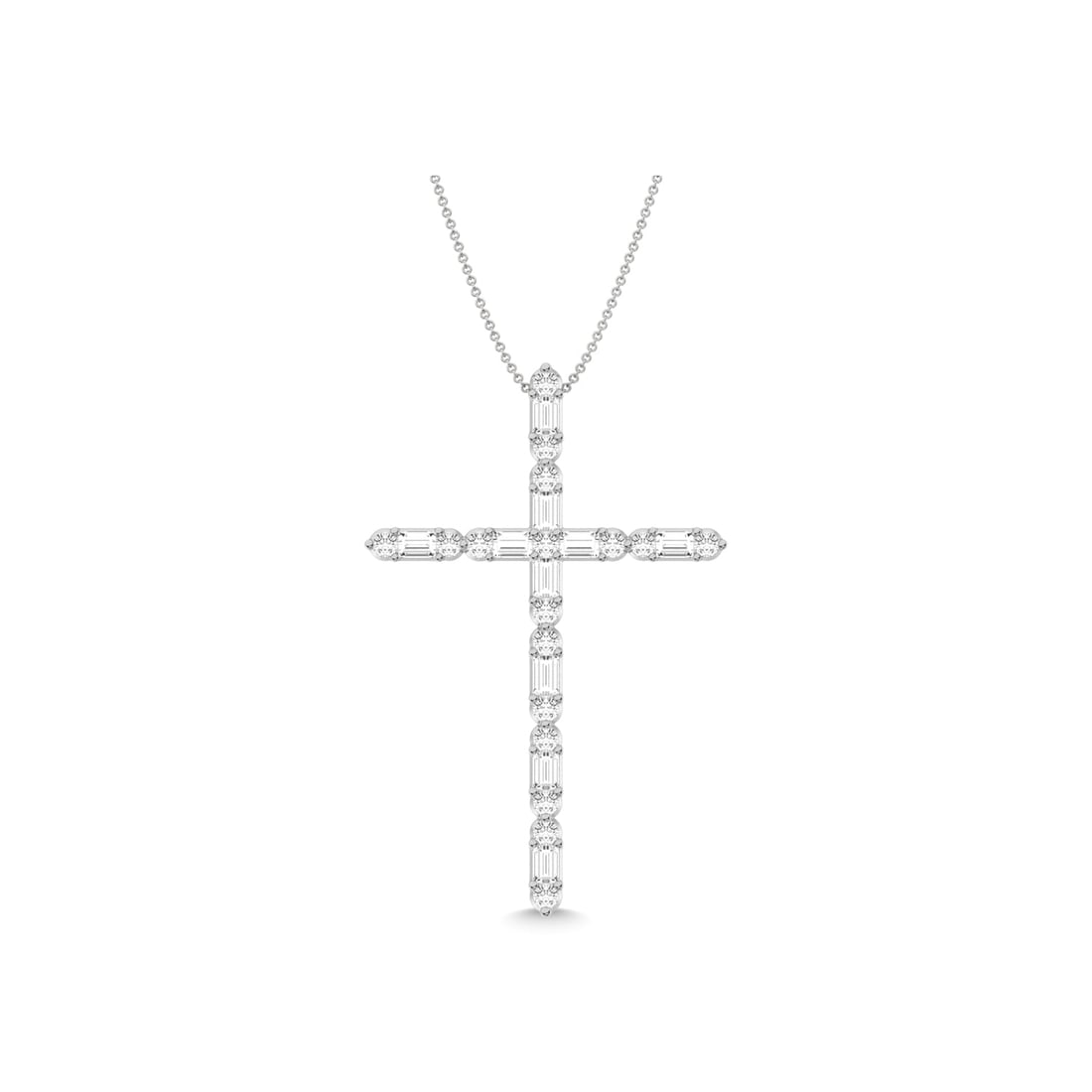 Diamond 1/4 Ct.Tw. Cross Pendant in 14K White Gold: Diamond 1/4 Ct.Tw. Cross Pendant in 14K White Gold 14k White Gold Stone Color: G-h Stone Clarity: I1 Unless otherwise specified, pendants that include a chain are paired with our standard 18-inch leng