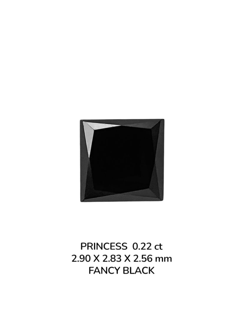 Loose Diamond - PRINCESS 0.22ct Fancy Black VVS2: Loose Diamond - PRINCESS 0.22ct Fancy Black VVS2 Source: Natural Shape: PRINCESS Carats: 0.22 Color: Fancy Black Certification: NONE PLEASE NOTE: Framed, Large, or heavy items do not have shipping cos