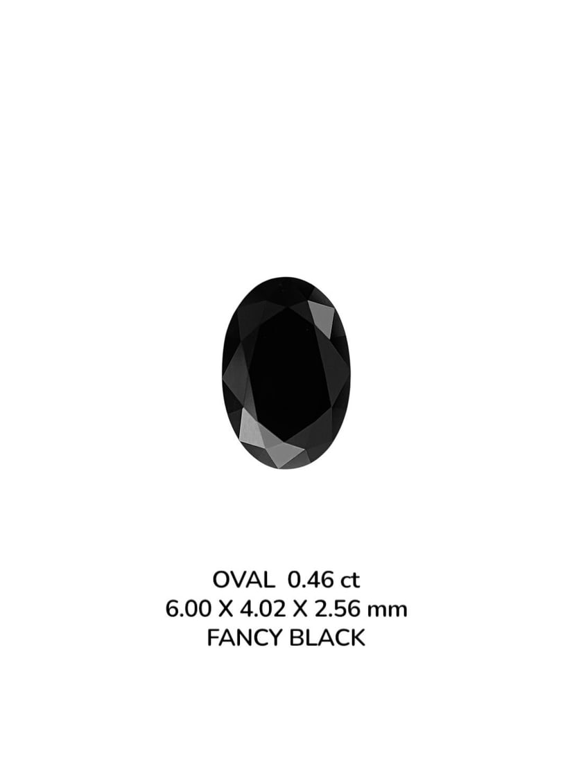 Loose Diamond - OVAL 0.46ct Fancy Black VVS2: Loose Diamond - OVAL 0.46ct Fancy Black VVS2 Source: Natural Shape: OVAL Carats: 0.46 Color: Fancy Black Certification: NONE PLEASE NOTE: Framed, Large, or heavy items do not have shipping costs inclu