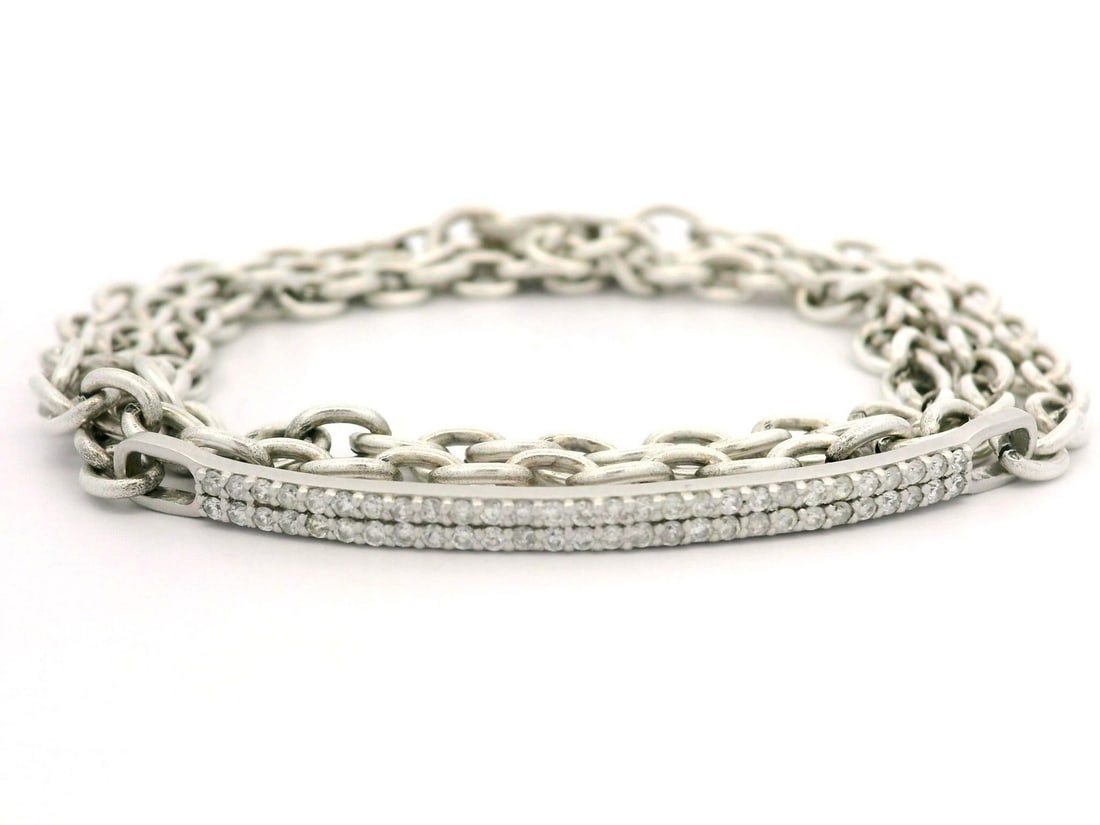 Liza Beth Jewelry Diamond Triple Wrap Sterling Silver Bracelet: Liza Beth Jewelry Diamond Triple Wrap Sterling Silver Bracelet This exquisite Lizabeth Cameron Diamond ID Stainless & Sterling Triple Wrap Cable Link Bracelet showcases a stunning design that beautifu