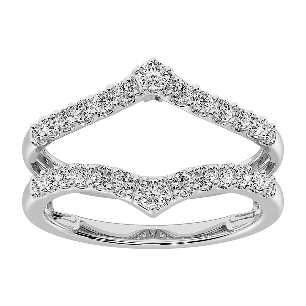 14K White Gold 1/2 Ct.Tw. Diamond Chevron Guard Ring: 14K White Gold 1/2 Ct.Tw. Diamond Chevron Guard Ring 14k White Gold Stone Color: G-h Stone Clarity: I1 Each ring is presented in standard size 6.5. Complimentary resizing is available between sizes 51