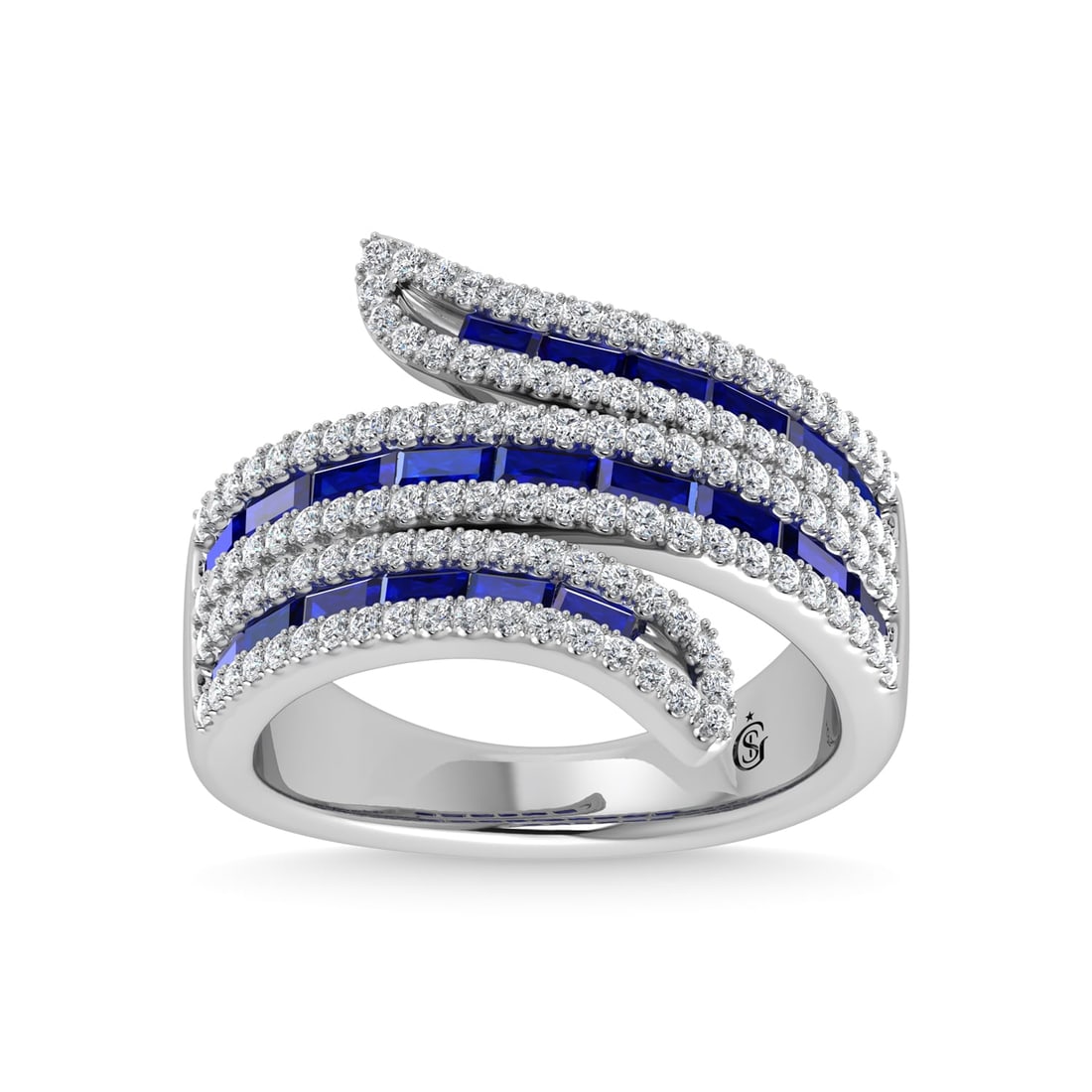 14K White Gold Diamond and Blue Sapphire 2 1/4 Ct.Tw. Fashion Ring: 14K White Gold Diamond and Blue Sapphire 2 1/4 Ct.Tw. Fashion Ring 14k White Gold Stone Color: G-h Stone Clarity: Aaa / Si2 Each ring is presented in standard size 6.5. Complimentary resizing is avail