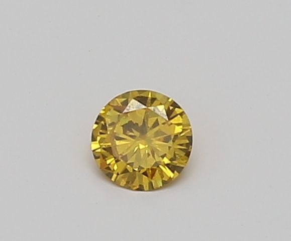 Loose Diamond - ROUND 0.19ct Fancy Vivid Orangey Yellow I1: Loose Diamond - ROUND 0.19ct Fancy Vivid Orangey Yellow I1 Source: Natural Shape: ROUND Carats: 0.19 Color: Fancy Vivid Orangey Yellow Certification: GIA Video: