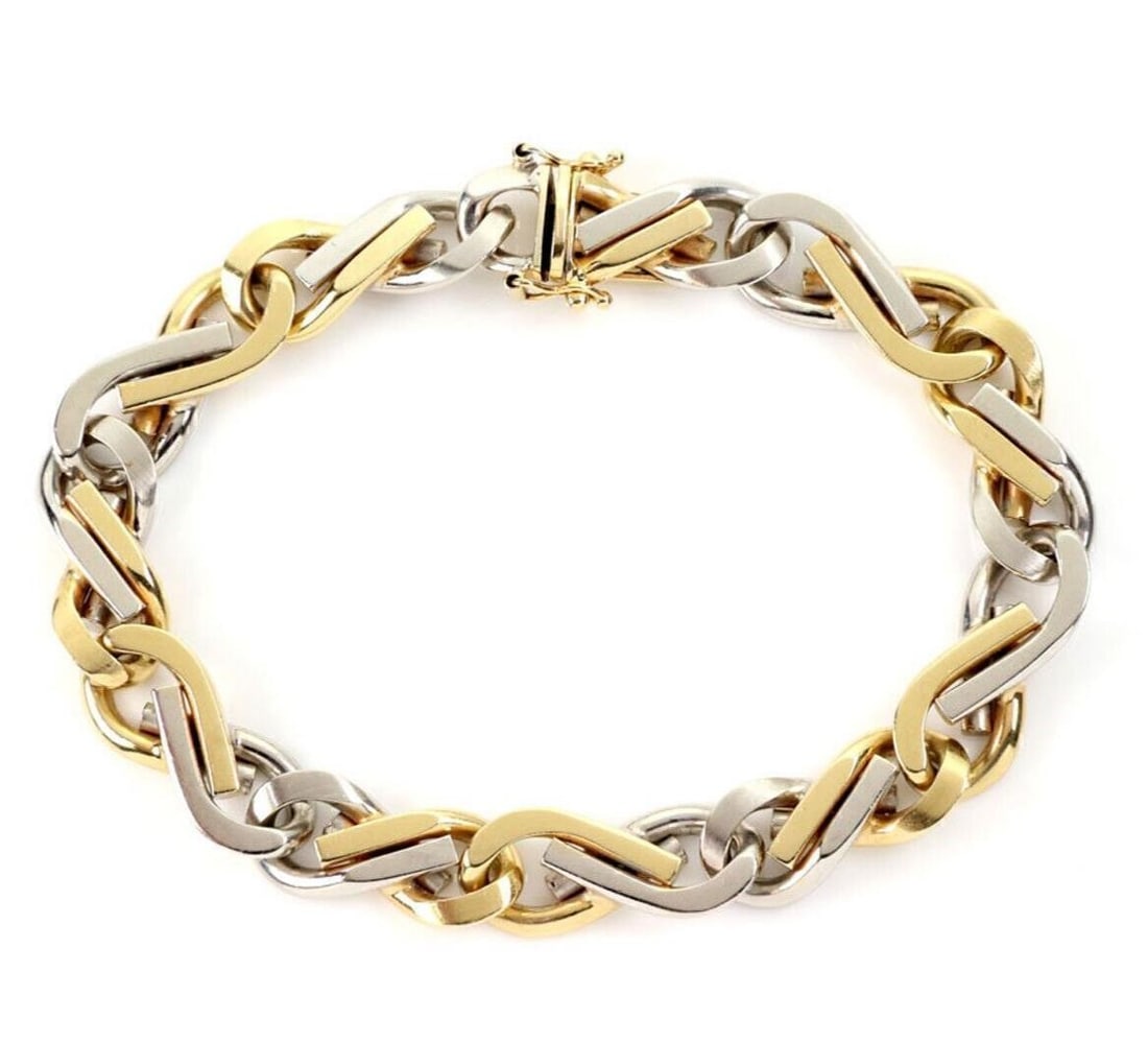 Vintage 14k Two Tone Infinity Link Bracelet 8.5 Inch (1 of 4)