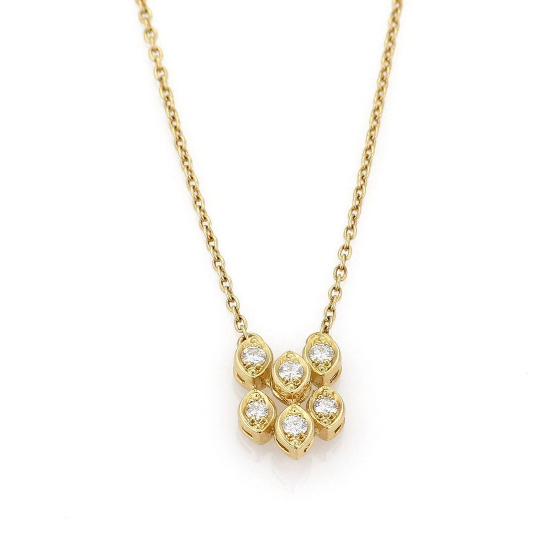 Dior 18k Yellow Gold Diamond Drop Pendant Necklace: Dior 18k Yellow Gold Diamond Drop Pendant Necklace This Dior pendant necklace features an elegant fancy drop design crafted from luxurious 18k yellow gold. Accented with sparkling diamonds totaling ap