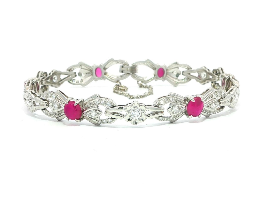 GIA Platinum Star Ruby Diamond Bracelet 6.5 in (1 of 13)