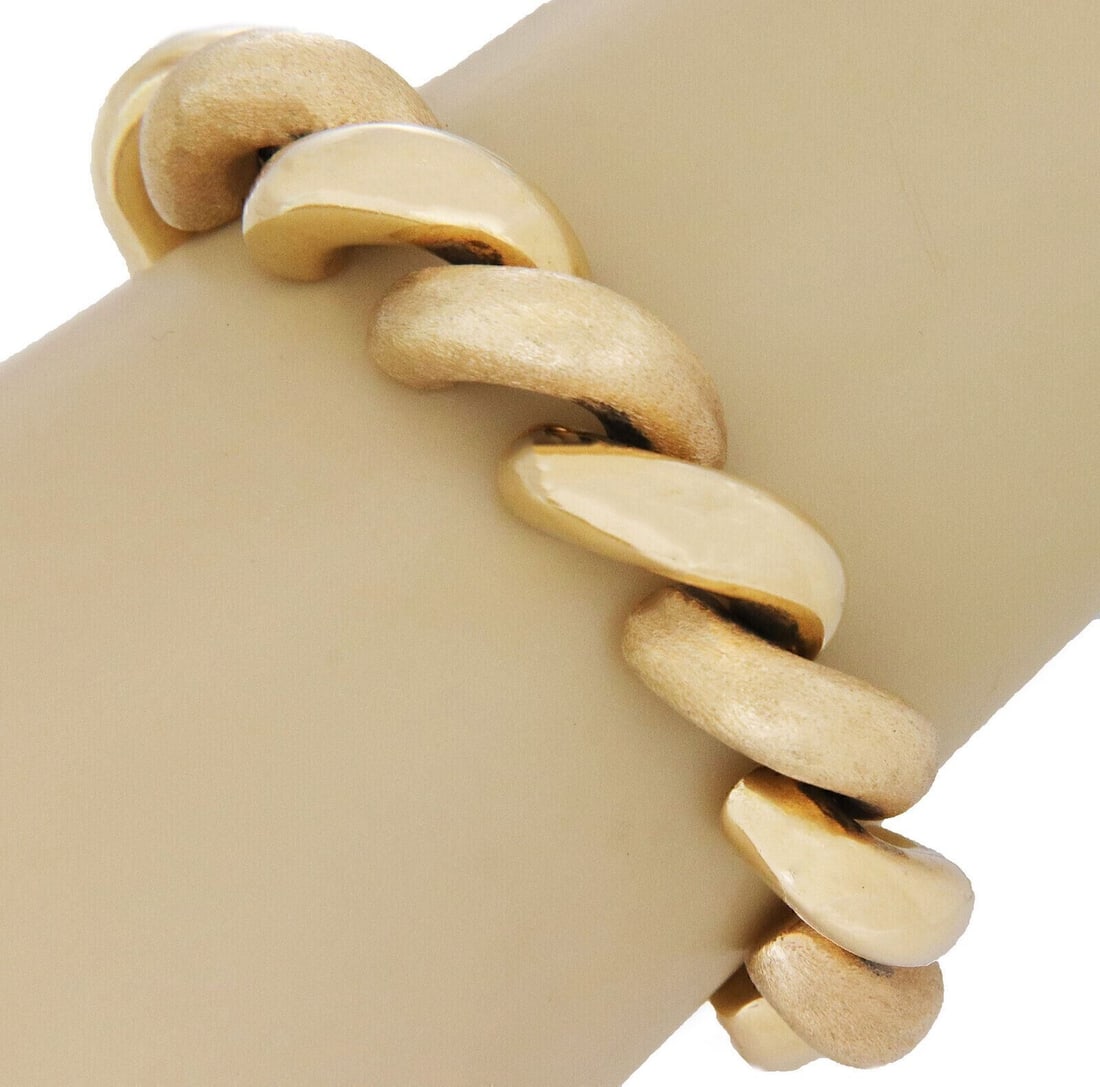 14k Yellow Gold San Marco Macaroni Link Bracelet 7.5 (1 of 7)