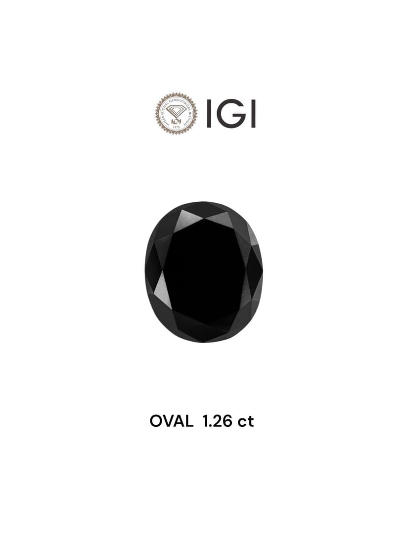 Loose Diamond - OVAL 1.26ct Black: Loose Diamond - OVAL 1.26ct Black Source: Natural Shape: OVAL Carats: 1.26 Color: Black Certification: IGI Video: