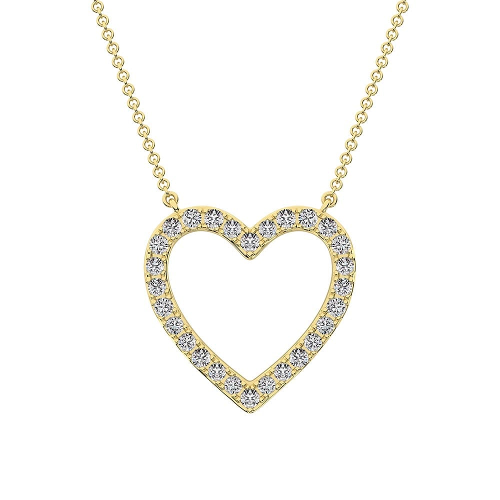 10K Yellow Gold Diamond 1 Ct.Tw. Heart Necklace: 10K Yellow Gold Diamond 1 Ct.Tw. Heart Necklace 10k Yellow Gold Stone Color: G-h Stone Clarity: I2 Unless otherwise specified, pendants that include a chain are paired with our standard 18-inch length