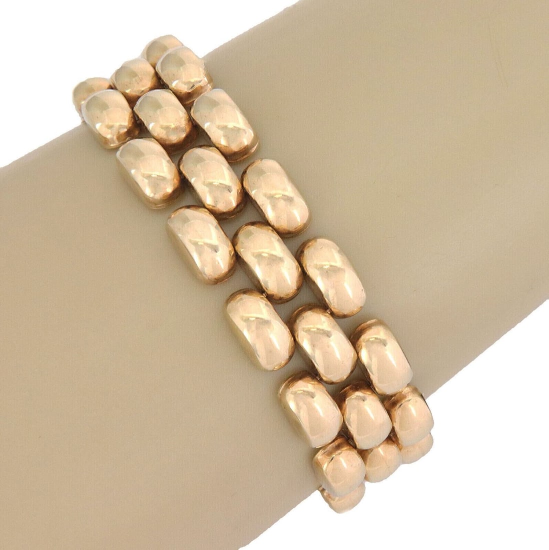 14k Yellow Gold Estate Multi Row Bar Link Bracelet: 14k Yellow Gold Estate Multi Row Bar Link Bracelet This vintage three row bar link bracelet is crafted from solid 14k yellow gold. Featuring polished multi-row bar links, it offers rich dimension and 