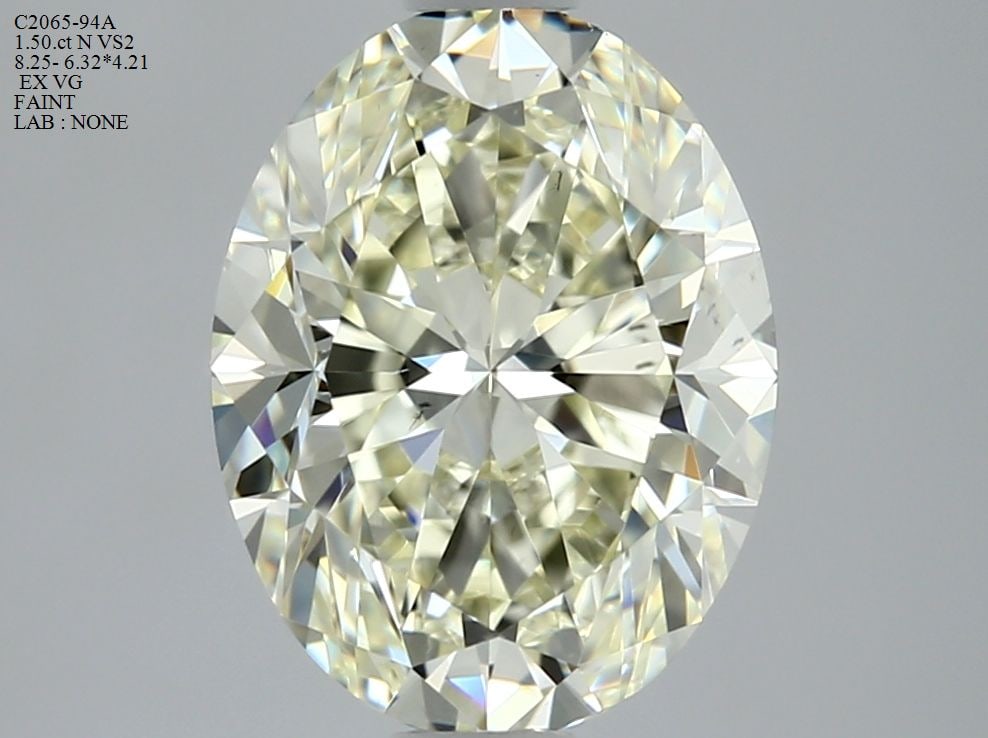 Loose Diamond - OVAL 1.5ct N VS2: Loose Diamond - OVAL 1.5ct N VS2 Source: Natural Shape: OVAL Carats: 1.5 Color: N Clarity: VS2 Certification: NONE Video: