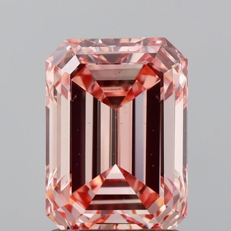 Loose Diamond - EMERALD 1.66ct Fancy Intense Brownish Pink VS1: Loose Diamond - EMERALD 1.66ct Fancy Intense Brownish Pink VS1 Source: This is a real non-mined Diamond that has been grown in a lab Shape: EMERALD Carats: 1.66 Color: Fancy Intense Brownish Pink Cert