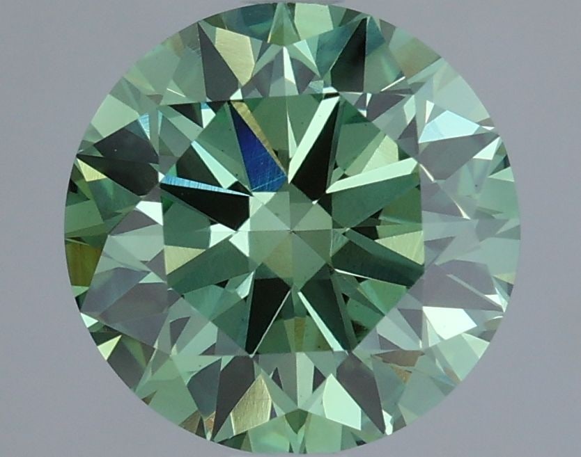 Loose Diamond - ROUND 2.03ct Fancy Vivid Green VS1: Loose Diamond - ROUND 2.03ct Fancy Vivid Green VS1 Source: This is a real non-mined Diamond that has been grown in a lab Shape: ROUND Carats: 2.03 Color: Fancy Vivid Green Certification: IGI Video: