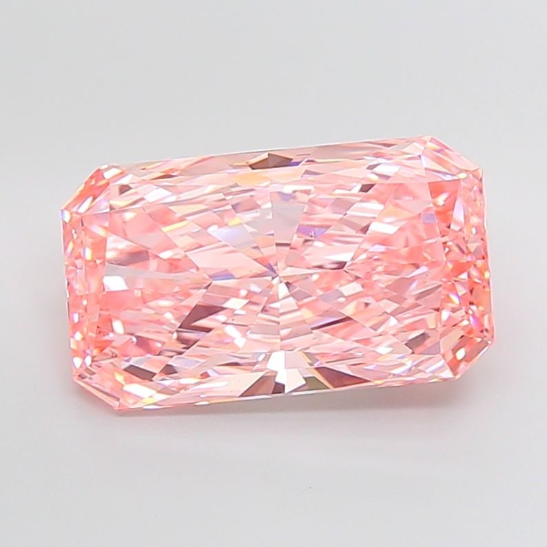 Loose Diamond - RADIANT 10.02ct Fancy Vivid Pink VS2: Loose Diamond - RADIANT 10.02ct Fancy Vivid Pink VS2 Source: This is a real non-mined Diamond that has been grown in a lab Shape: RADIANT Carats: 10.02 Color: Fancy Vivid Pink Certification: IGI Video
