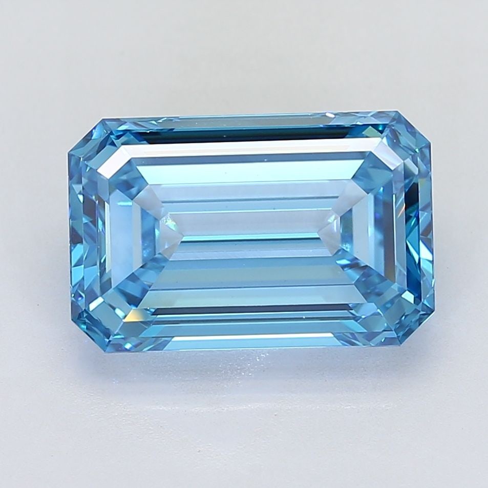Loose Diamond - EMERALD 9.81ct Fancy Vivid Blue VS1: Loose Diamond - EMERALD 9.81ct Fancy Vivid Blue VS1 Source: This is a real non-mined Diamond that has been grown in a lab Shape: EMERALD Carats: 9.81 Color: Fancy Vivid Blue Certification: IGI Video:
