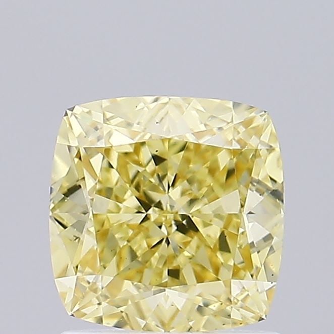 Loose Diamond - CUSHION MODIFIED 1.37ct Fancy Yellow VS1: Loose Diamond - CUSHION MODIFIED 1.37ct Fancy Yellow VS1 Source: This is a real non-mined Diamond that has been grown in a lab Shape: CUSHION MODIFIED Carats: 1.37 Color: Fancy Yellow Certification: I