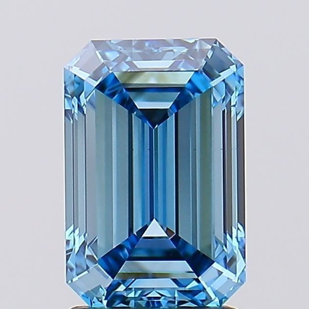 Loose Diamond - EMERALD 2.02ct Fancy Vivid Blue VS2: Loose Diamond - EMERALD 2.02ct Fancy Vivid Blue VS2 Source: This is a real non-mined Diamond that has been grown in a lab Shape: EMERALD Carats: 2.02 Color: Fancy Vivid Blue Certification: IGI Video: