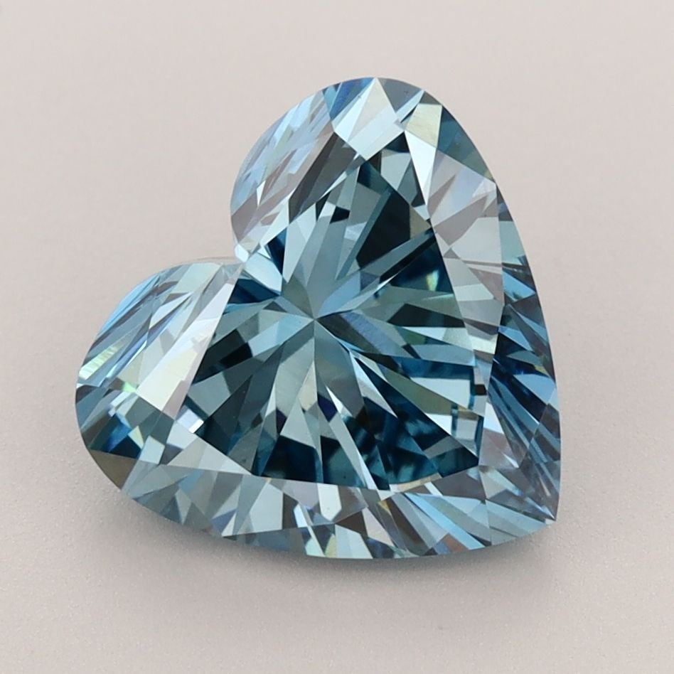 Loose Diamond - HEART 3.38ct Fancy Vivid Blue VS1: Loose Diamond - HEART 3.38ct Fancy Vivid Blue VS1 Source: This is a real non-mined Diamond that has been grown in a lab Shape: HEART Carats: 3.38 Color: Fancy Vivid Blue Certification: IGI Video: