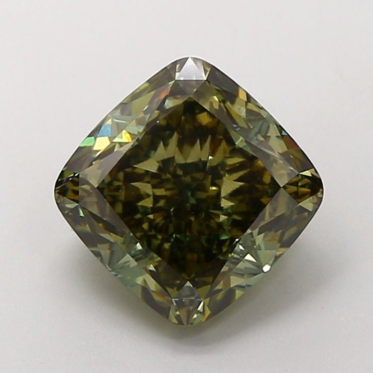 Loose Diamond - CUSHION BRILLIANT 3.6ct Fancy Vivid Green VVS2 (1 of 1)