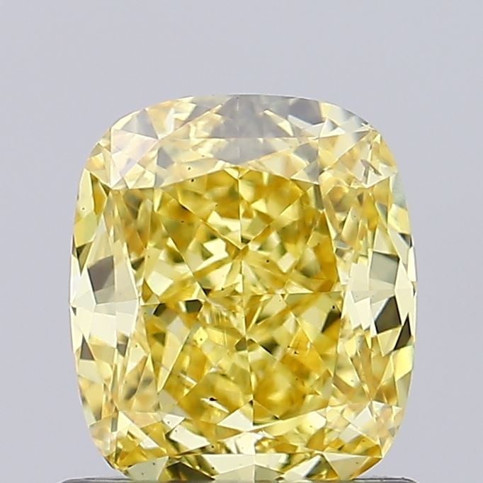 Loose Diamond - CUSHION BRILLIANT 0.92ct Fancy Vivid Yellow VS2: Loose Diamond - CUSHION BRILLIANT 0.92ct Fancy Vivid Yellow VS2 Source: This is a real non-mined Diamond that has been grown in a lab Shape: CUSHION BRILLIANT Carats: 0.92 Color: Fancy Vivid Yellow Ce