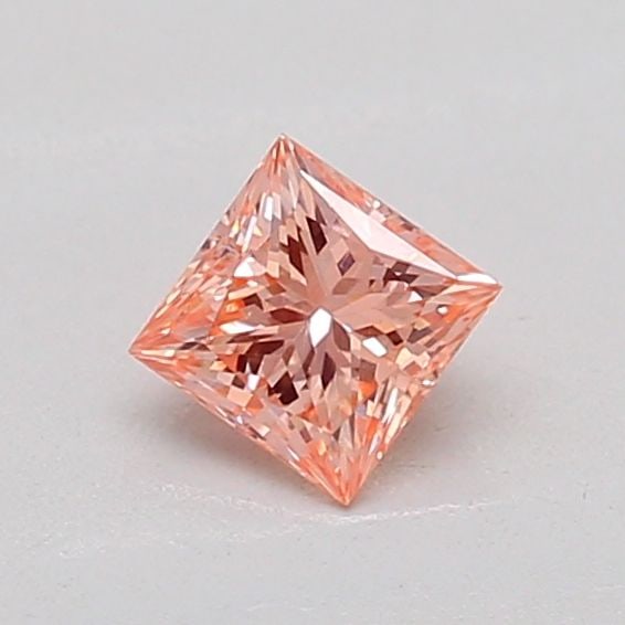 Loose Diamond - PRINCESS 0.25ct Fancy Intense Orangey Pink VS2: Loose Diamond - PRINCESS 0.25ct Fancy Intense Orangey Pink VS2 Source: This is a real non-mined Diamond that has been grown in a lab Shape: PRINCESS Carats: 0.25 Color: Fancy Intense Orangey Pink Cert