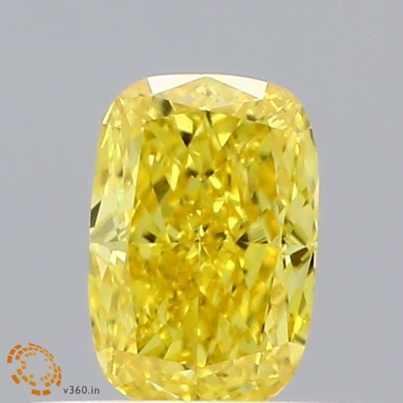 Loose Diamond - CUSHION BRILLIANT 0.43ct Fancy Vivid Yellow VS1: Loose Diamond - CUSHION BRILLIANT 0.43ct Fancy Vivid Yellow VS1 Source: This is a real non-mined Diamond that has been grown in a lab Shape: CUSHION BRILLIANT Carats: 0.43 Color: Fancy Vivid Yellow Ce
