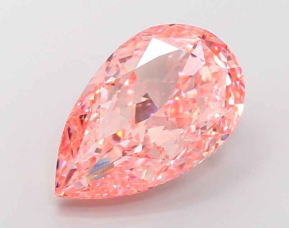 Loose Diamond - PEAR 15.06ct Fancy Vivid Pink VS2: Loose Diamond - PEAR 15.06ct Fancy Vivid Pink VS2 Source: This is a real non-mined Diamond that has been grown in a lab Shape: PEAR Carats: 15.06 Color: Fancy Vivid Pink Certification: IGI Video:
