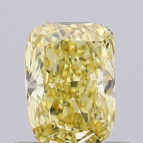 Loose Diamond - CUSHION MODIFIED 0.53ct Fancy Intense Yellow VVS2: Loose Diamond - CUSHION MODIFIED 0.53ct Fancy Intense Yellow VVS2 Source: This is a real non-mined Diamond that has been grown in a lab Shape: CUSHION MODIFIED Carats: 0.53 Color: Fancy Intense Yellow