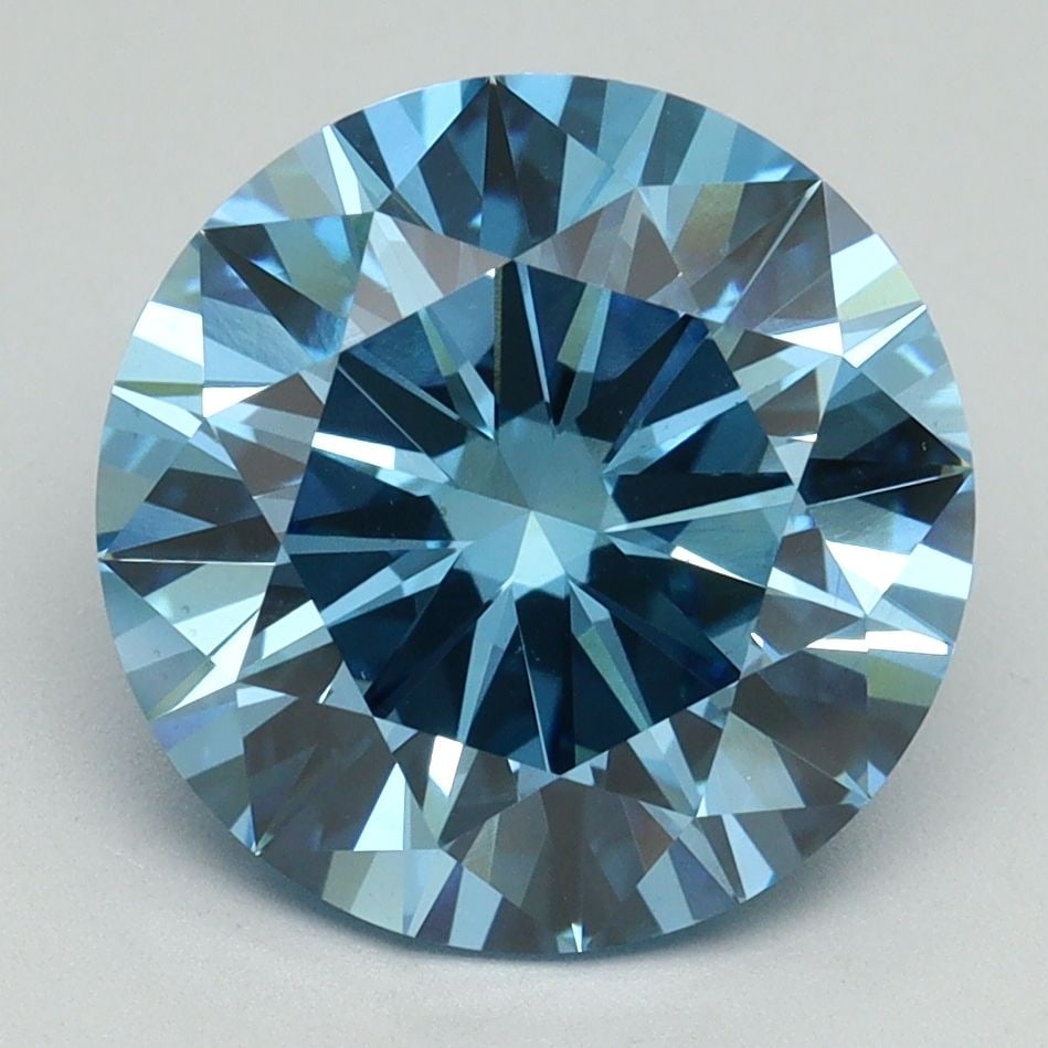 Loose Diamond - ROUND 4.3ct Fancy Vivid Blue VS2: Loose Diamond - ROUND 4.3ct Fancy Vivid Blue VS2 Source: This is a real non-mined Diamond that has been grown in a lab Shape: ROUND Carats: 4.3 Color: Fancy Vivid Blue Certification: IGI Video: